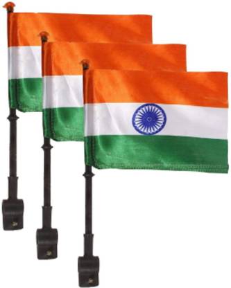 OMG India Motar Cycle Stand With Flag Pack of 3 Flags Rectangle Outdoor Flag