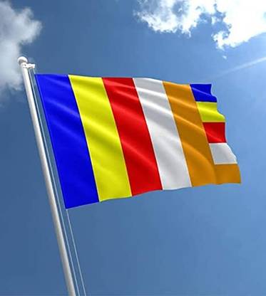Anexa Buddhist / jay Bheem Flag / Panchshel Flag 17X27 Inch Small Size Pack of 1 Rectangle Outdoor Flag