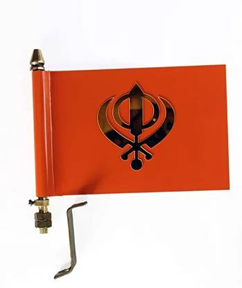 flagcar Sikh Religious Symbol Khanda Rectangle Car Window Flag