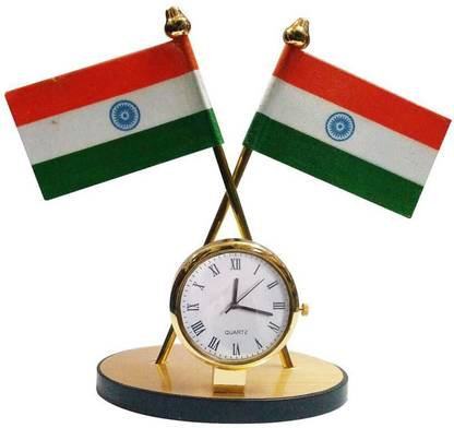 Tulsae INDIAN FLAG FOR CAR DASHBOARD WITH CLOCK Double Sided Wind Car Dashboard Flag