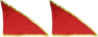 Shridhar Red Flag small Size Jhanda/dhwaj for Religious Purpose Lal Jhanda Triangle Outdoor Flag