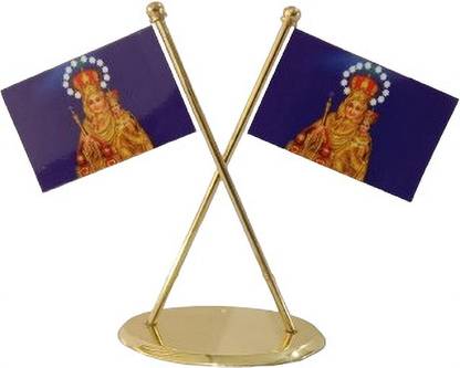 Umaiya Madha X Cross Car Dashboard Full Brass flag Double Sided Wind Car Dashboard Flag