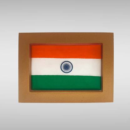 Luv My India Brown Flag Frame For Car Dashboard, Office Desk 2x3 in Rectangle Car Dashboard Flag