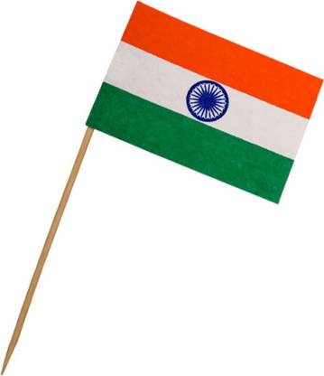 paresh Hand Waving India Flag With Stick (Pack of 2) Rectangle Hand Flag