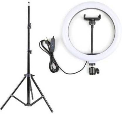 JAMMY ZONES Portable 10" Ring LED Light With 3 Brightness Mode Flash STAND TRIPOD 7ft J2 Ring Flash