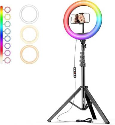 shipsify 10 Inches Big RGB LED Ring Light with Tripod Stand LED Dimmable for Live Stream Ring Flash
