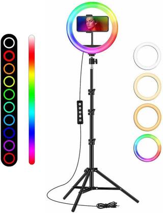 Casewilla RGB 10" Inch Ring Light with Adjustable 7ft Tripod Stand and Phone Holder Ring Flash