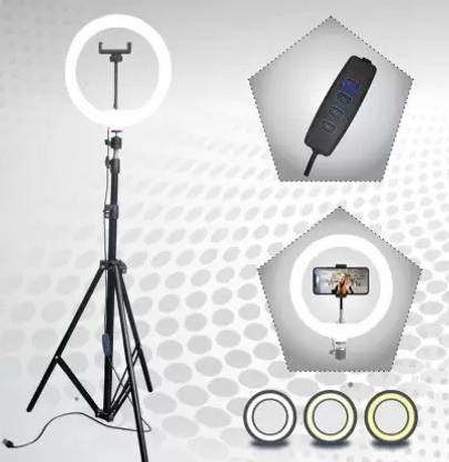 TECHMAZE 10"LED RingLight with 7Ft Tripod Stand Combo for Video Shooting PhotoShoot T15 Ring Flash