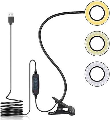Glatoxi Selfie Ring Light with Phone Holder Flexible Arm Desk Mount Clamp Ring Flash