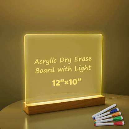 PALAY LED Message Board with 7 Color Pens, 11.8'' X 7.9'' USB Light up Dry Table Lamp
