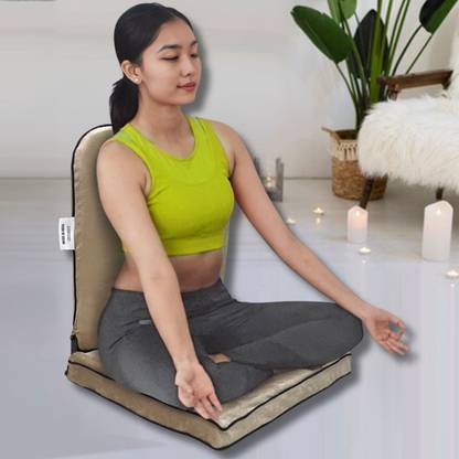 KAWACHI Yoga Meditation Chair with 90 Degree Angle Back Support Brown Meditation Chair, Floor Chair, Reading Chair, Yoga Chair