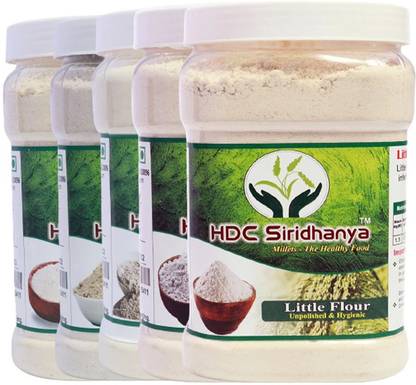 HDC SIRIDHANYA Unpolished & Organic Millets 5kg - Natural Grains Combo Pack of 5 | Foxtail Millet 1kg., Kodo Millet 1kg, Barnyard Millet 1kg, Browntop Millet 1kg, Littel Millet 1kg, Nutrient Powerhouse, High Protein & 100% More Fibre Than Wheat