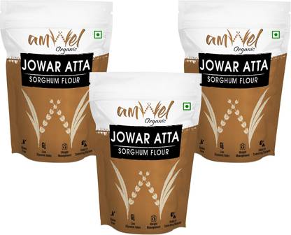 Amwel Organic Jowar Atta | Sorghum Millet Flour | 450g x 3pc | Gluten Free Low GI