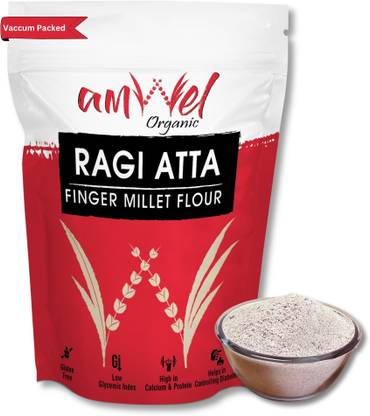 Amwel Organic Ragi Atta | Finger Millet Flour | 450g x 4 | Calcium Rich Gluten Free