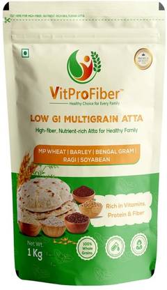VitProFiber Low GI Multigrain Atta,Whole Grain Flour High Fiber, Protein & Vitamins Pack 3