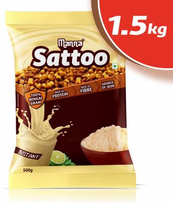 Manna Sattoo 500g | Sattu Drink Mix (100% Natural) - Indian Protein Mix, High Fibre, Healthy roasted Chickpeas Flour