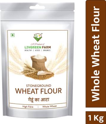LivGreen Farm Whole Wheat Flour- Rich in Dietary Fiber & Protein- 100% Vegan, Stoneground