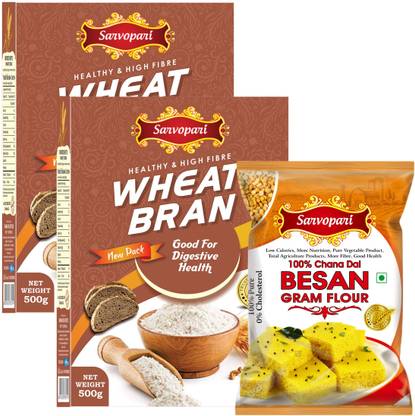 SARVOPARI Wheat Bran | 500 Gm x 2 | Besan | 500 Gm x 1