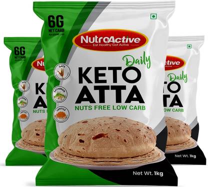 NUTROACTIVE Keto Atta Daily|Nuts Free Low Carb Atta|High Protein Flour for Weight Loss