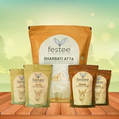 Festee Besan, Sattu & Sharbati Atta Combo