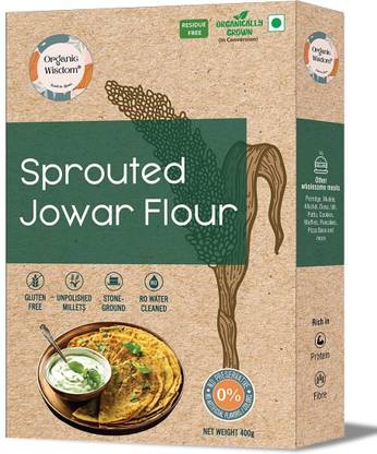 Organic Wisdom Back to Roots Sprouted Jowar Atta (Flour) | 100% Natural, Gluten Free