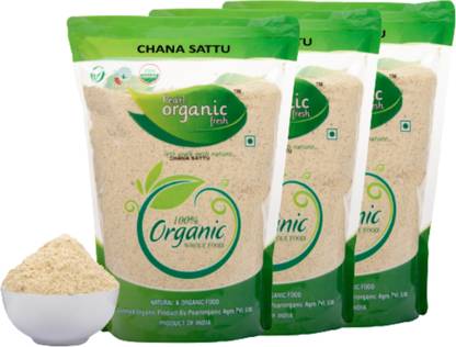 Pearl Organic Fresh CHANA SATTU 500 GM pack of 3