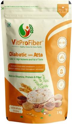 VitProFiber Diabetic Care Atta, Low GI Multigrain Flour with Almond, Flax Seed Pack of 3