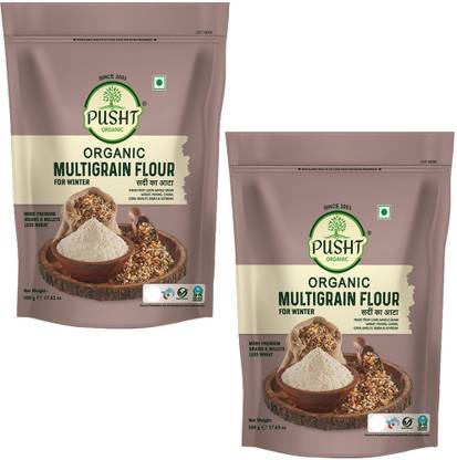Pusht Organic Multigrain Winter Flour | Sardi ka Atta 500Gm x 2= 1Kg