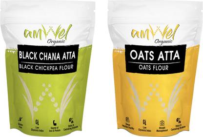 Amwel Combo of Oats Flour 450g + Black Chickpea Flour 450g | High Protein