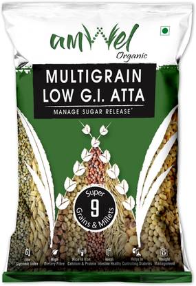 Amwel Organic Multigrain Low GI Atta 5kg - 9 Grains - 75% Wheat 25% 8 Millet Flour