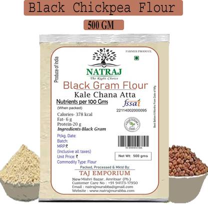 NATRAJ The Right Choice Kale Chana Atta, Black Gram Flour, Black Chickpea Flour|Kala Chana Atta 500G