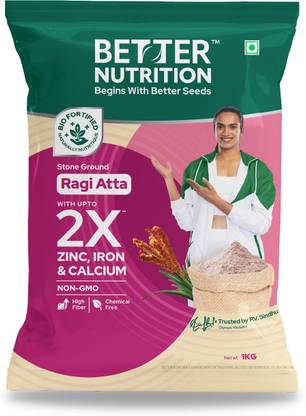 Better Nutrition Biofortified Ragi Atta | Stone-Ground Finger Millet Flour | High Iron & Calcium