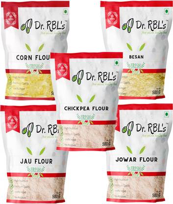 Dr. RBL's Corn Flour Besan Jau Flour Jowar Flour Chickpea Flour Combo Pack of 5