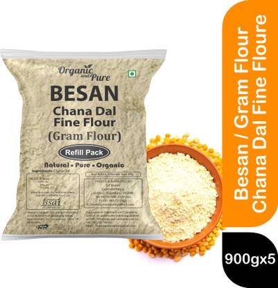 Organic and Pure Besan Gram Flour Chana Dal Fine Flour for Laddu Face Skin Body Bathing (Refill)
