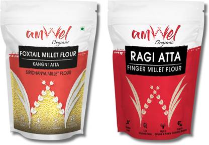 Amwel Combo of Foxtail Millet Flour 450g + Finger Millet Flour 450g | Ragi + Kangni