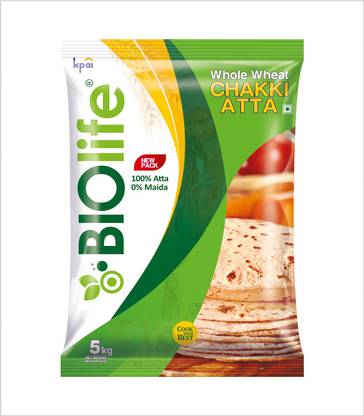 BIOLIFE Whole Wheat Chakki Fresh Premium Atta High Dietary Fiber | Easy Digestion