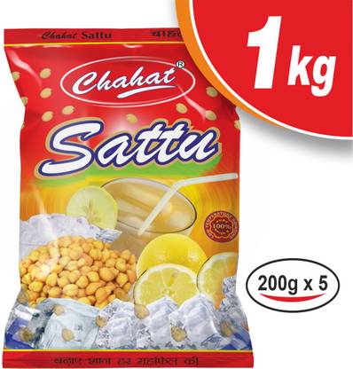 Chahat 100% Pure Chana Sattu Powder (200g x 5 pcs) Roasted Gram Flour with Jeera