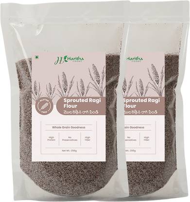 HarithaFoods Sprouted Ragi Flour | 100% Natural & Gluten-Free | High in Protein & Calcium,