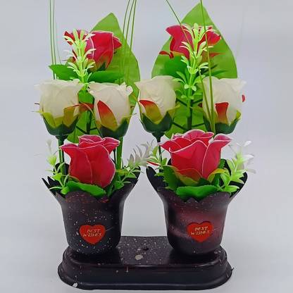 Pbstar Home Decor Flower Multicolour plant ( Pack of 1 ) Plastic Flower Basket