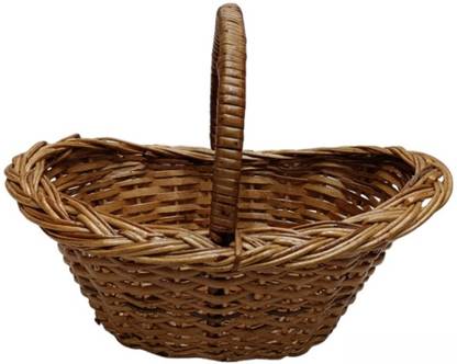 HOME SQUARE Kashmiri Boat Shape Flower Basket Bamboo Flower Basket
