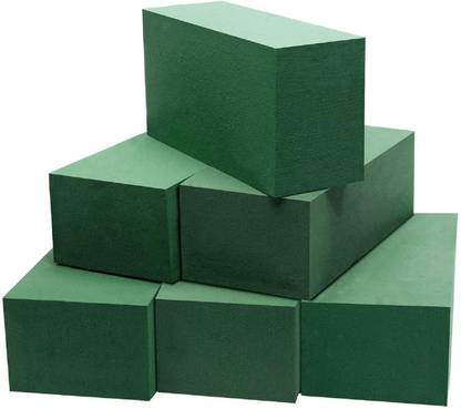 ERCOLE Floral Foam Block Brick for Artificial Flower Bouquet (Green, 6Pc, 10x8x22cm) Wool Flower Basket