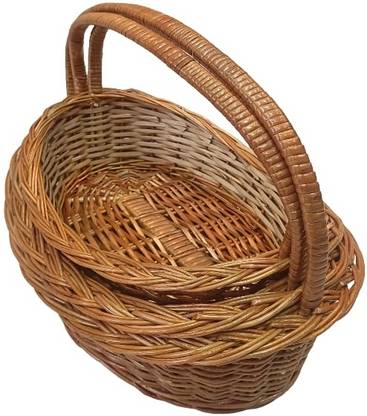 Aleena creations Boat shape deep handle basket set of 3 Cane Flower Basket