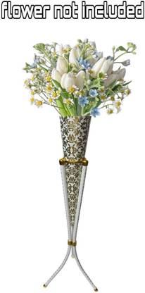 ITMK ISHA TOUCH METAL KING Flower basket (pack of 1) best white Gift Item and use full metal stand Iron Flower Basket