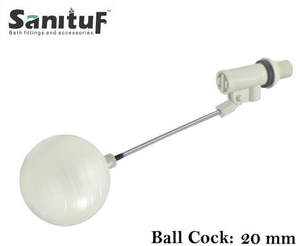 Sanituf TBC-1802 PTMT Tank Ball Cock, (20 mm, 3/4 inch) Flush Tank Lever