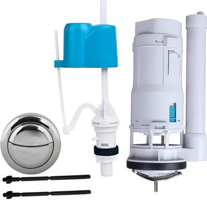 TAXAN Toilet Plastic Flush Valve - Flush Siphon - Fill Valve-Commode Cistern- 08 Inch Dual Flush Tank