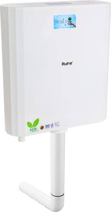 RUHE Atlantic PVC Flushing Wall Hung White Water Cistern with 8 Liter Capacity Dual Flush Tank