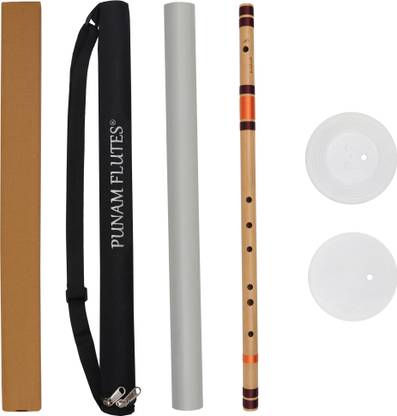 Punam Flutes E Natural Base Premium Bansuri (Left Hand) 29.3 inches Bamboo Flute