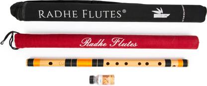 Radhe Flutes C Natural Bansuri Right Hand Middle Octave Hard Case & Velvet Cover PROFESSIONAL Bamboo Flute