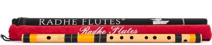 Radhe Flutes C Natural Bansuri Right Hand Middle Octave | Hard & Velvet Cover PROFESSIONAL Bamboo Flute
