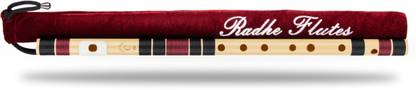 Radhe Flutes C Natural Bansuri Right Hand Middle Octave With Velvet Cover PVC Black & Maroon PVC Flute